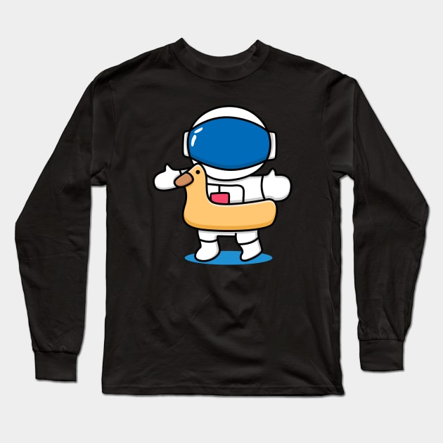 astronaut with swimming duck tires Long Sleeve T-Shirt by BarnawiMT